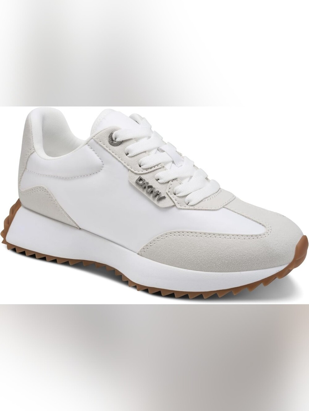 DKNY White & Light Gray Sneakers with Gum Sole